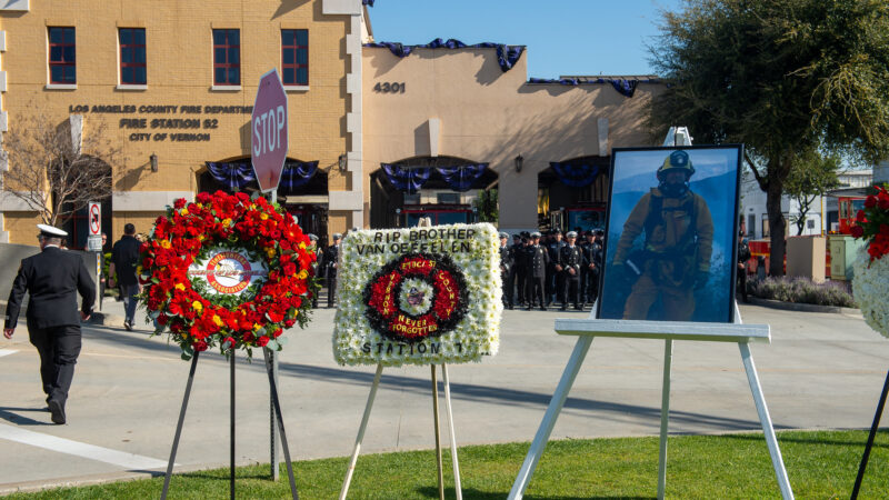 On Monday, April 8, 2024, the County of Los Angeles Fire Department (LACoFD) hosted a flag ceremony at Fire Station 52, in the City of Vernon, in memory of Fire Fighter Jonathan Van Oeffelen who passed away unexpectedly on March 24, 2024. The following day, Tuesday, April 9, a memorial service was held at Cottonwood Church in the City of Los Alamitos where hundreds gathered to support the Van Oeffelen family.
