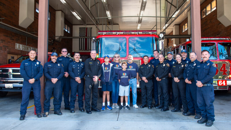 (LACoFD) Fire Chief Anthony C. Marrone was joined by Deputy Fire Chief Eleni Pappas and Congressman Gil Cisneros as they visited with firefighters across the East Regional Operations Bureau on Thanksgiving Day.