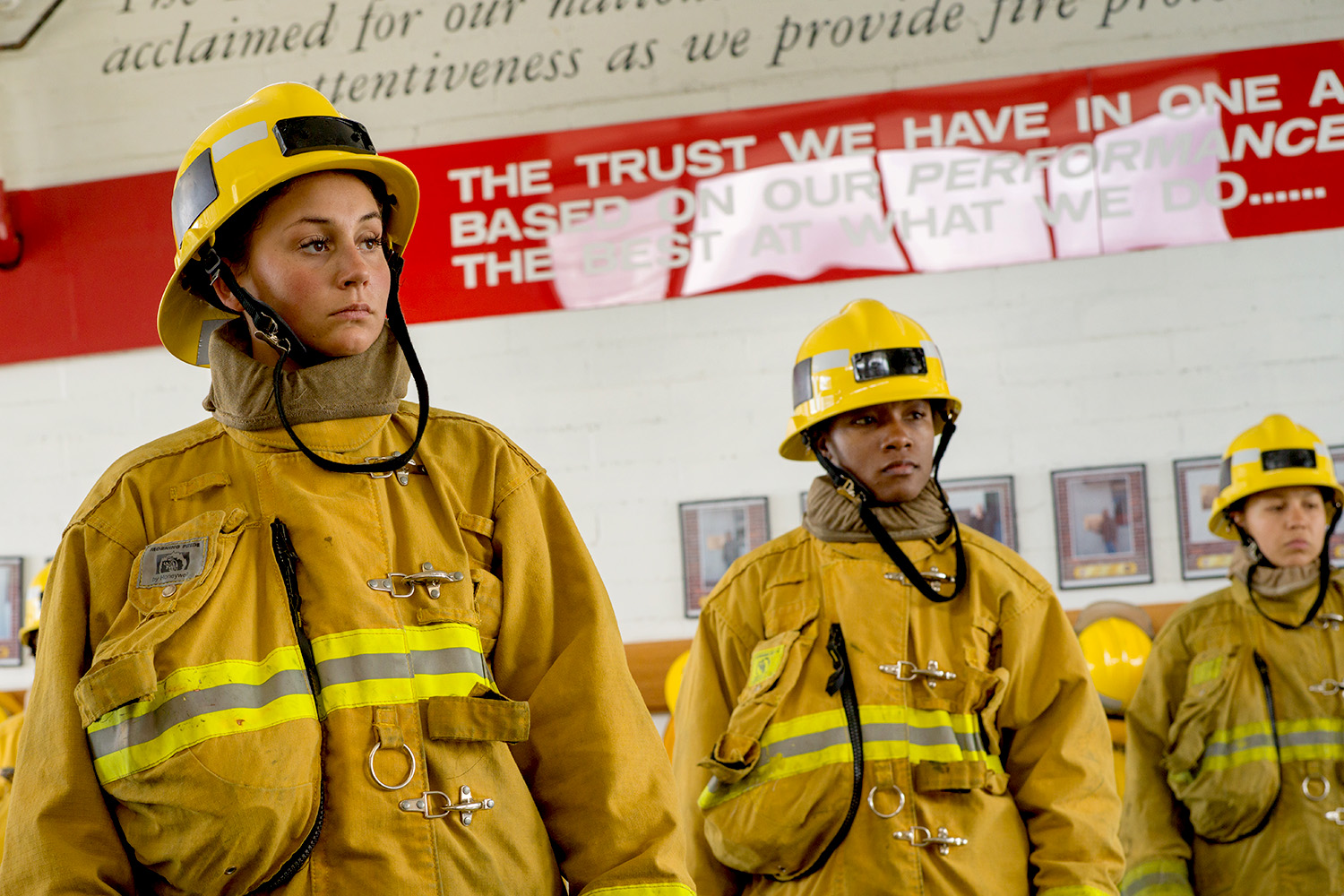 Women fire fighters ready to get to work.