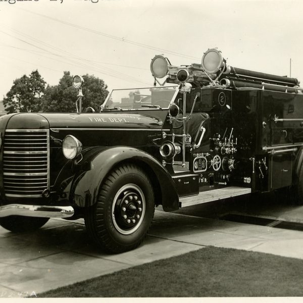 Historical photo of a fire engine.