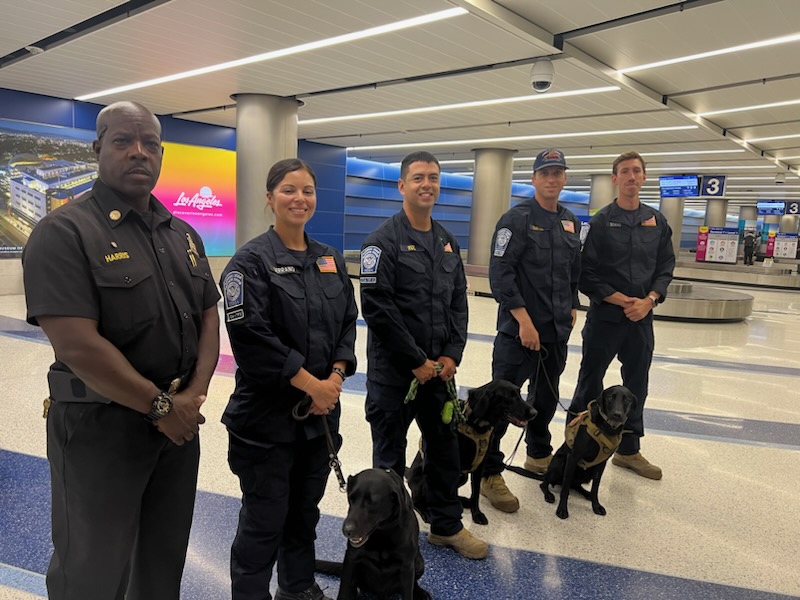 County of Los Angeles Fire Department California Task Force 2 (CA-TF2) Urban Search and Rescue canine teams, activated by the Federal Emergency Management Agency, returned home on Friday, August 25, 2023, after a 13-day deployment to Maui, Hawaii.