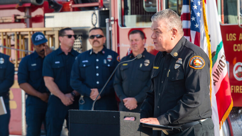On Monday, December 9, 2024, the County of Los Angeles Fire Department (LACoFD) and Los Angeles City Fire Department (LAFD) hosted a Holiday Safety Press Conference held at the LACoFD Cecil Gehr Training Center in the unincorporated area of East Los Angeles.