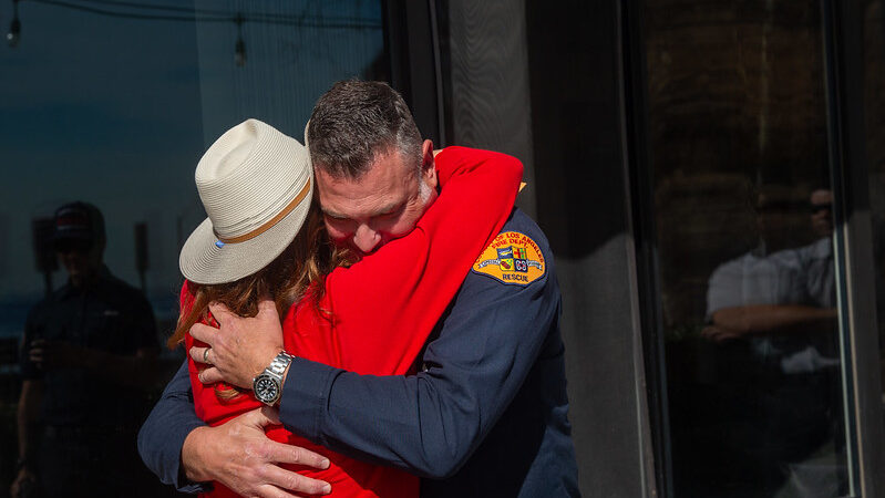 On Friday, January 24, 2025, in a touching and heartfelt reunion, County of Los Angeles Fire Department (LACoFD) Fire Captain Malcolm Dicks was reunited with Patty Philips and her dog, Koda, at Fire Station 70 in the City of Malibu.