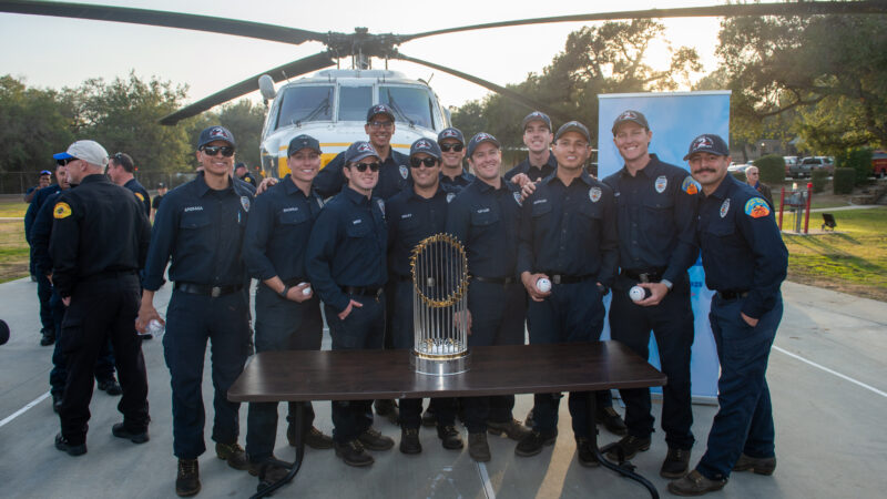 On Friday, January 31, 2025, the Los Angeles Dodgers wrapped up their Love LA Community Tour with a special visit to Camp 2 in La Cañada Flintridge, where they met with first responders from the County of Los Angeles Fire Department (LACoFD), Angeles National Forest, and Pasadena Fire Department.