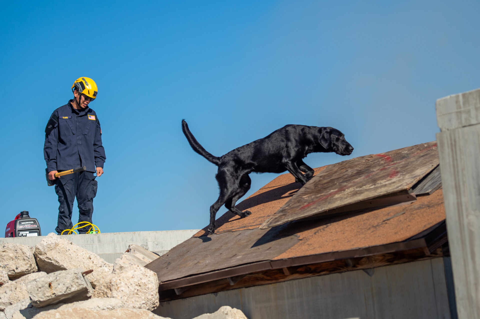 On Saturday, April 19, 2025, urban search and rescue canine teams came together for a collaborative effort between the Department and our partners at the Search Dog Foundation (SDF) at the Del Valle Regional Training Center in Castaic.