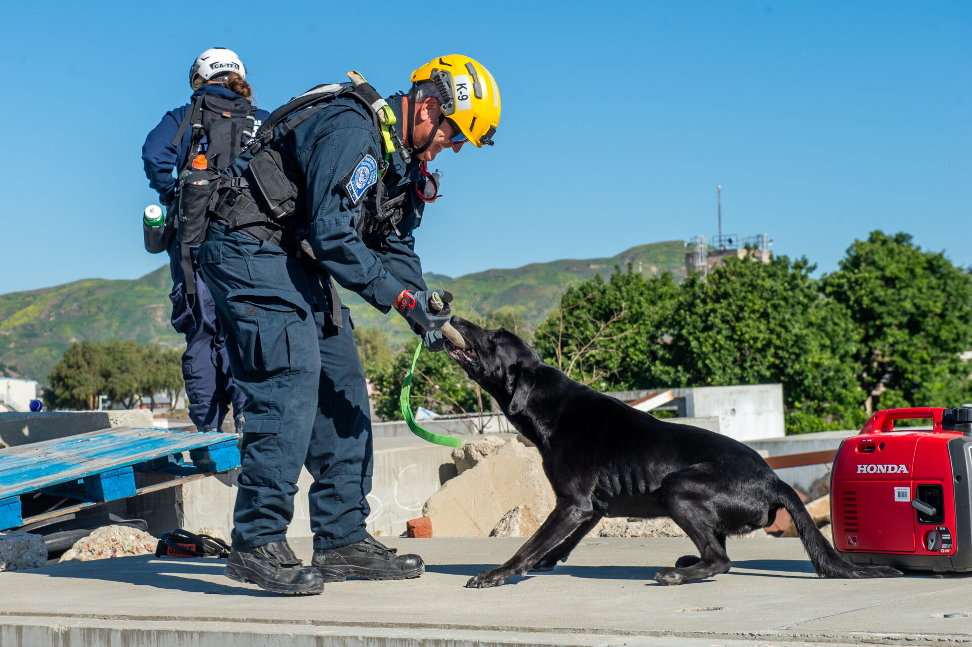 On Saturday, April 19, 2025, urban search and rescue canine teams came together for a collaborative effort between the Department and our partners at the Search Dog Foundation (SDF) at the Del Valle Regional Training Center in Castaic.