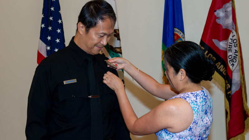 On Thursday, August 28, 2025, the County of Los Angeles Fire Department (LACoFD) Executive team held a promotional ceremony at the Canyon County Community Center in Santa Clarita.